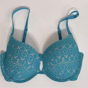 Victoria’s Secret Turquoise & Nude Full Coverage Push Up Size 34DD FIRM